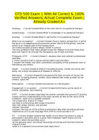 OTD 500 Exam 1: Occupational Therapy Concepts and Practice Questions