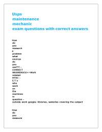 Usps maintenance mechanic exam questions with correct answers
