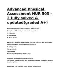 Advanced Physical Assessment of the Thorax: Comprehensive Study Notes