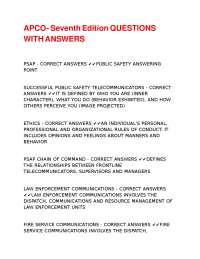 APCO Public Safety Telecommunications - Questions and Answers