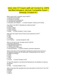 Occupational Therapy Exam Questions and Answers