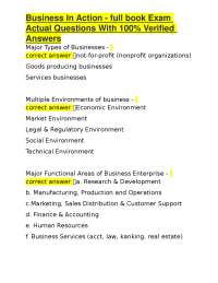 Business In Action - full book Exam Actual Questions With 100% Verified Answers