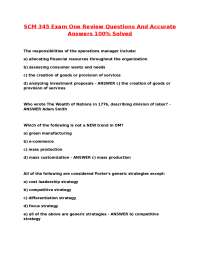 SCM 345 Exam 1 Review Questions and Answers