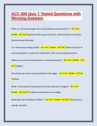 ACC 406 Quiz 1: Accounting Systems and Processes - Questions and Answers
