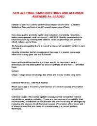 SCM 424 Final Exam Questions and Answers: Statistical Process Control