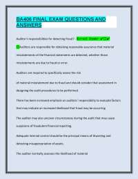 Auditing Final Exam Q&A: Key Concepts and Objectives