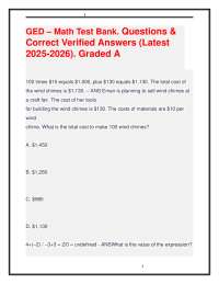 GED – Math Test Bank. Questions & Correct Verified Answers (Latest 2025-2026). Graded A