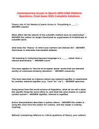 Sports Management Midterm and Final Exam Questions with Solutions