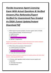 Florida Insurance Agent Licensing Exam Questions and Answers 2026