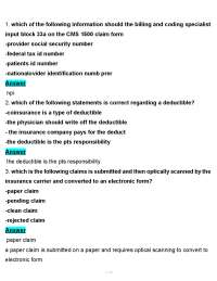 Medical Billing and Coding Practice Questions