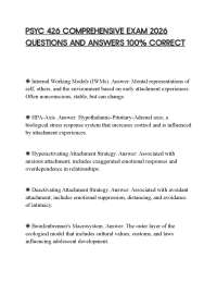 PSYC 426 COMPREHENSIVE EXAM 2026 QUESTIONS AND ANSWERS 100% CORRECT