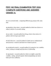 PSYC 140 FINAL EXAMINATION TEST 2026 COMPLETE QUESTIONS AND ANSWERS GRADED A+
