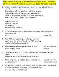 RBT Exam Practice Questions with Verified Answers