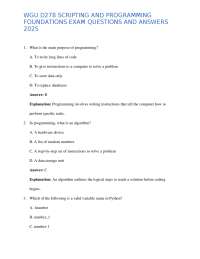 WGU D278 SCRIPTING AND PROGRAMMING FOUNDATIONS EXAM QUESTIONS AND ANSWERS 2025