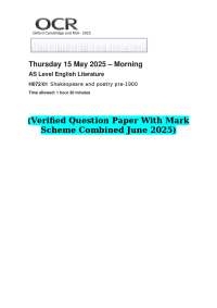 AS Level English Literature Exam Paper: Shakespeare and Poetry