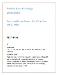 Robbins Basic Pathology 10th Edition Test Bank — Full Textbook, 20 MCQs/Chapter with Verif