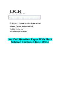 A Level Further Mathematics A - Mechanics Exam Paper 2025