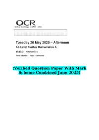 AS Level Further Mathematics A - Mechanics Exam Paper with Mark Scheme