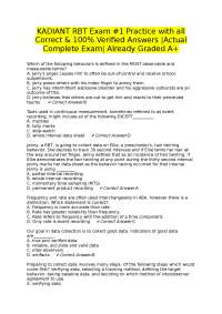 RBT Exam #1 Practice Questions and Verified Answers