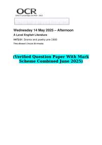 2025 OCR A Level English Literature H472/01 Drama and poetry pre-1900