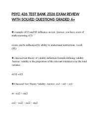 PSYC 426 TEST BANK 2026 EXAM REVIEW WITH SOLVED QUESTIONS GRADED A+