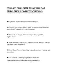 PSYC 426 FINAL PAPER 2026 EXAM Q&A STUDY GUIDE COMPLETE SOLUTIONS