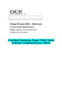A Level Further Mathematics A - Additional Pure Mathematics Exam and Mark Scheme