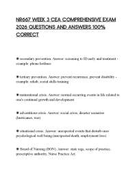 NR667 WEEK 3 CEA COMPREHENSIVE EXAM 2026 QUESTIONS AND ANSWERS 100% CORRECT