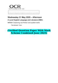 2025 OCR A Level English Language and Literature (EMC) H474/01 Exploring non-fiction and s