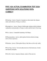 PSYC 426 ACTUAL EXAMINATION TEST 2026 QUESTIONS WITH SOLUTIONS 100% CORRECT