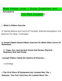 Pilates Level 1 Study Guide: Questions and Answers for Certification