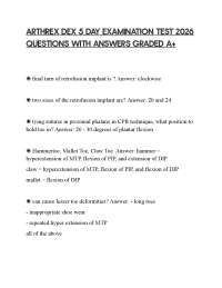 ARTHREX DEX 5 DAY EXAMINATION TEST 2026 QUESTIONS WITH ANSWERS GRADED A+