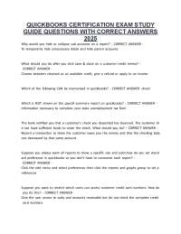 QuickBooks Certification Exam Study Guide Questions 2025