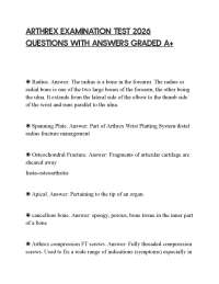 ARTHREX EXAMINATION TEST 2026 QUESTIONS WITH ANSWERS GRADED A+