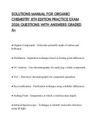 SOLUTIONS MANUAL FOR ORGANIC CHEMISTRY 8TH EDITION PRACTICE EXAM 2026 QUESTIONS WITH ANSWE