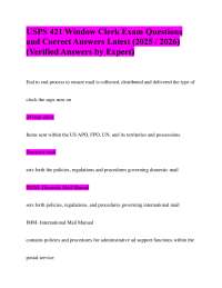 USPS 421 Window Clerk Exam: Questions and Answers (2025/2026)