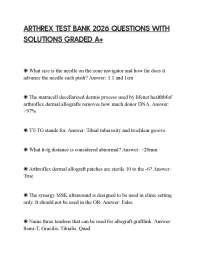 ARTHREX TEST BANK 2026 QUESTIONS WITH SOLUTIONS GRADED A+