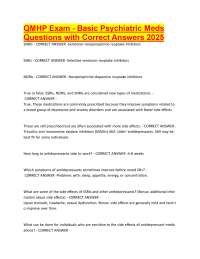 Psychiatric Medications Exam Questions and Answers