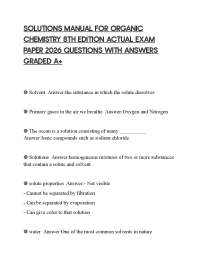 SOLUTIONS MANUAL FOR ORGANIC CHEMISTRY 8TH EDITION ACTUAL EXAM PAPER 2026 QUESTIONS WITH A
