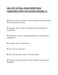 ANS 319 ACTUAL EXAM PAPER 2026 QUESTIONS WITH SOLUTIONS GRADED A+
