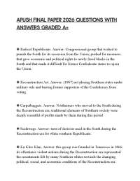 APUSH FINAL PAPER 2026 QUESTIONS WITH ANSWERS GRADED A+