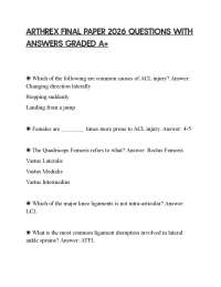 ARTHREX FINAL PAPER 2026 QUESTIONS WITH ANSWERS GRADED A+
