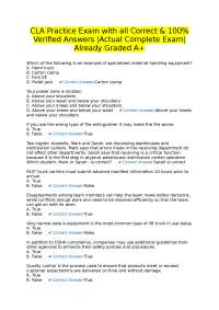 CLA Practice Exam: Verified Answers for Logistics and Supply Chain