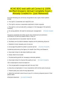 ACHE BOG Exam Questions and Answers: Healthcare Management