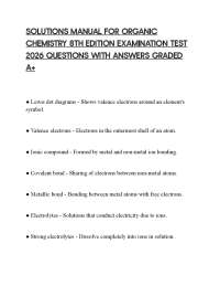 SOLUTIONS MANUAL FOR ORGANIC CHEMISTRY 8TH EDITION EXAMINATION TEST 2026 QUESTIONS WITH AN
