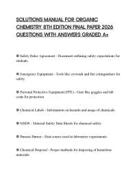 SOLUTIONS MANUAL FOR ORGANIC CHEMISTRY 8TH EDITION FINAL PAPER 2026 QUESTIONS WITH ANSWERS