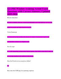 USPS PSE Window Training Exam Questions and Answers 2025-2026