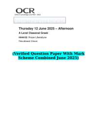 A Level Classical Greek Exam Paper: Prose Literature - June 2025