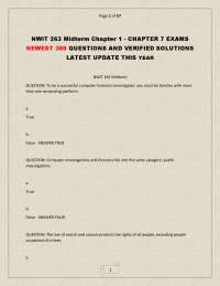 NWIT 263 Midterm Exam Questions and Answers: Computer Forensics