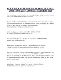 QuickBooks Certification Practice Test Questions 2025